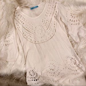 solitaire swim white eyelet coverup